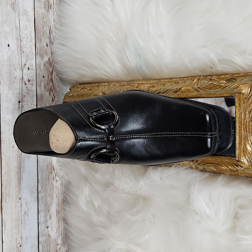 Merona, Women's Black Stick in heels with white top stitch and silver ha… - Picture 3 of 11